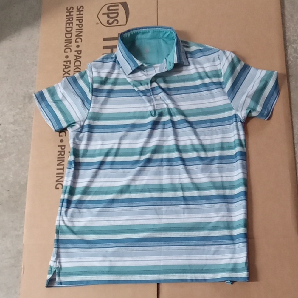 Hickey Freeman Golf Shirt Casual Striped Polo Shirt in Blue and White